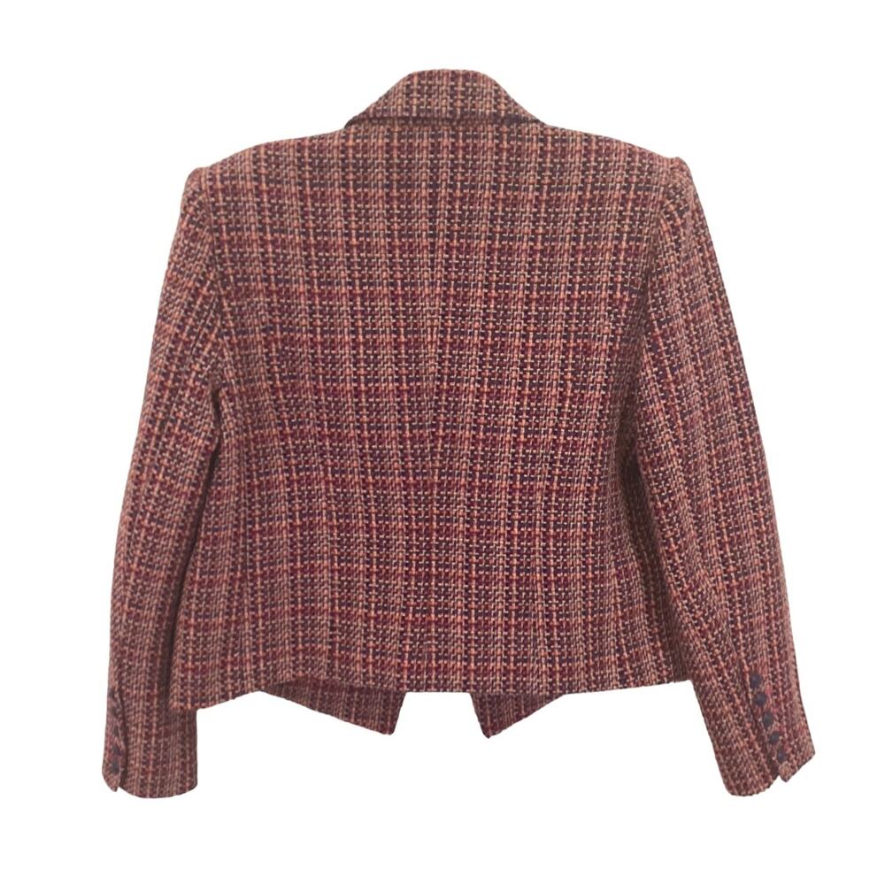 L’AGENCE Brook Tweed Double Breasted Cropped Blazer Purple Pink Size 10 - Picture 12 of 15
